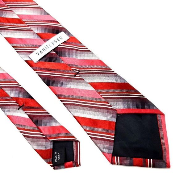 Van Heusen Silk‎ Tie Red Striped Woven - Picture 5 of 6